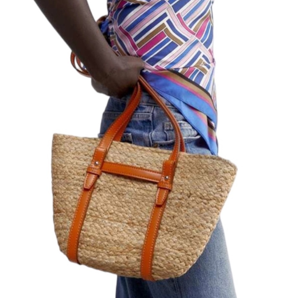 Zara JUTE TOTE BAG. Tan. One Size. New with Tags.